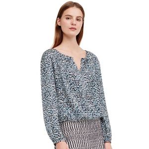 Tory Burch silk blue Ikat printed blouse